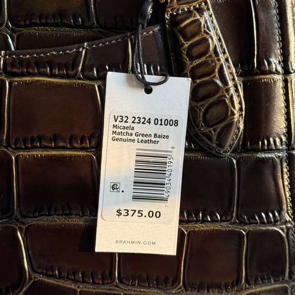 🔥Brahmin Micaela🔥Matcha Green Baize Crocodile Embossed Satchel 🔥 - Picture 8 of 9